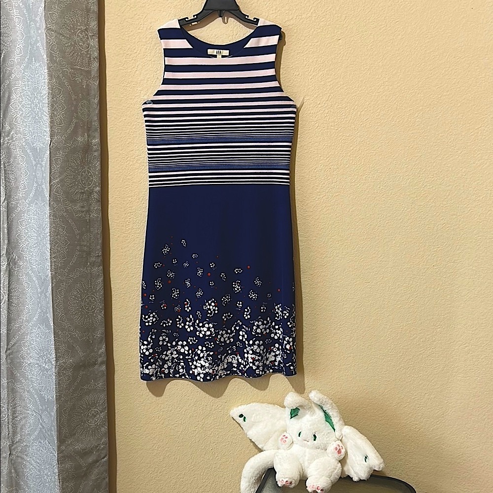 Striped Sleeveless Dress in Navy and White